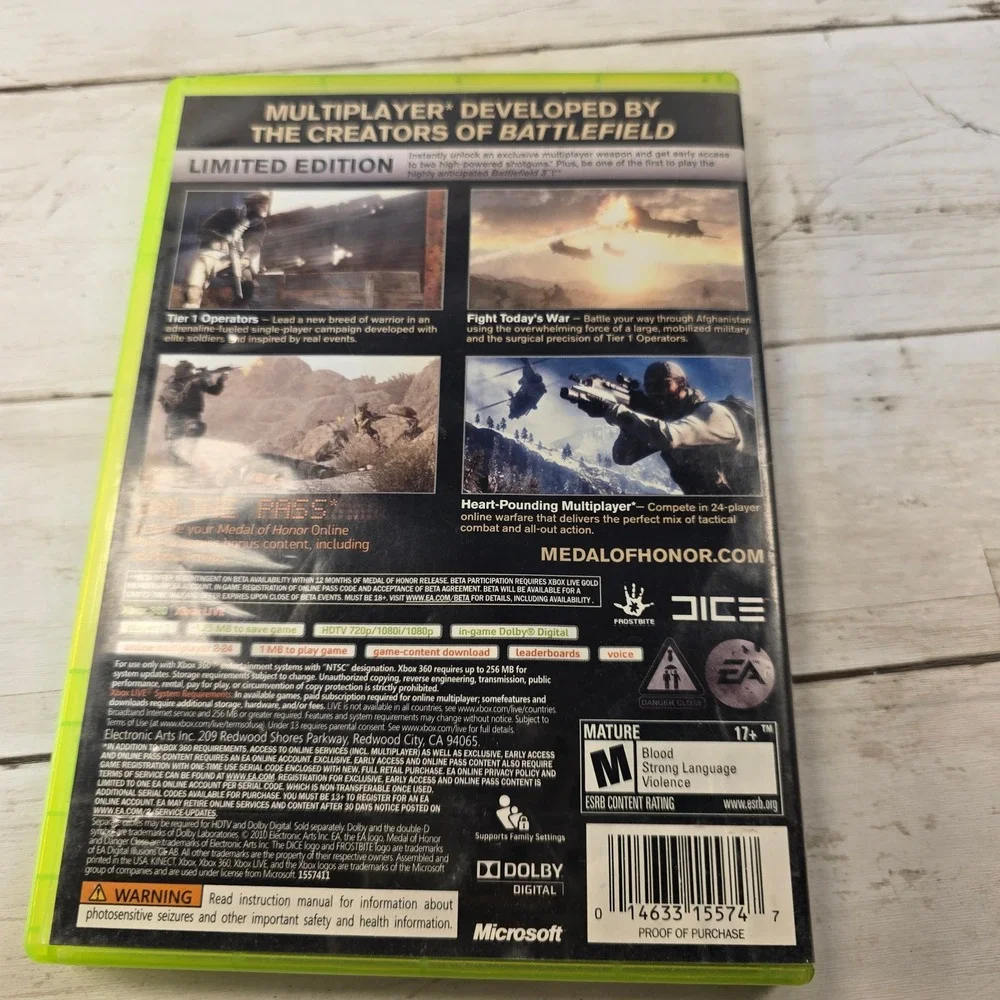 Medal of Honor Limited Edition Xbox 360 EA Games Blockbuster Case M Rated FPS